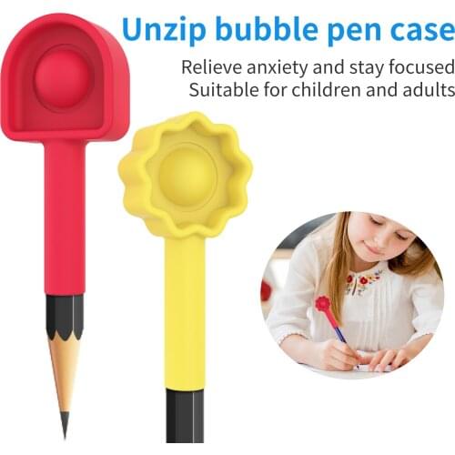 Relive Stress Fidget Toys Push It Bubble Pencil Cap cover children Soft Silicone vent reduce stress Toys for Christmas gift 2021