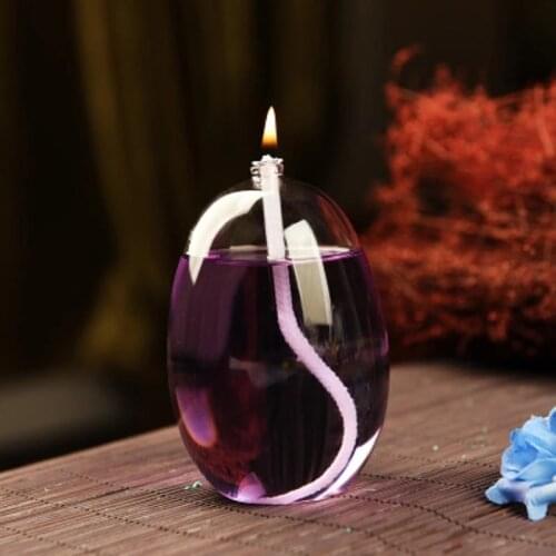 Handcraft Glass Oil Lamp Oval Shaped Glass Oil Lamp Wedding Decoration Glass Love Glass Oil Lamp Friend Gift Candle holder