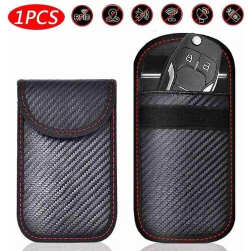Carbon Fiber Car Key Storage Bag RFID Signal Shielding Bag Anti-GPS Positioning Anti-electromagnetic Radiation Bag