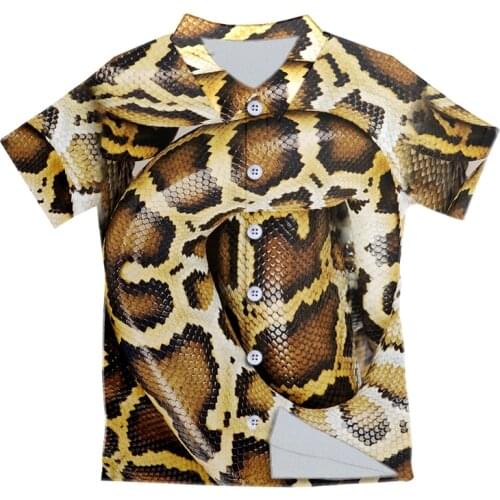 UJWI Men Summer Funny Snake Casual Button Shirt Skin 3d Animal Printed Oversize Tops Drop Shipping Tee Wholesale Clothing 5XL