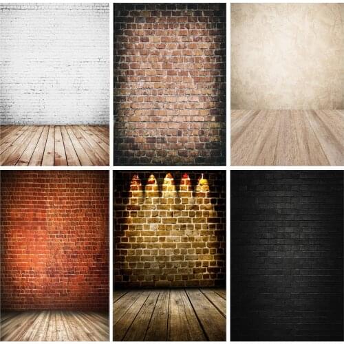 Vinyl Custom Vintage Brick Wall Wooden Floor Photography Backdrops Portrait Photo Background Studio Prop 21712 YXZQ-02