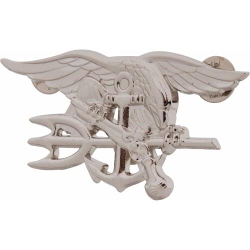 US NAVY SEAL EAGLE ANCHOR TRIDENT METAL BADGE INSIGNIA SILVER
