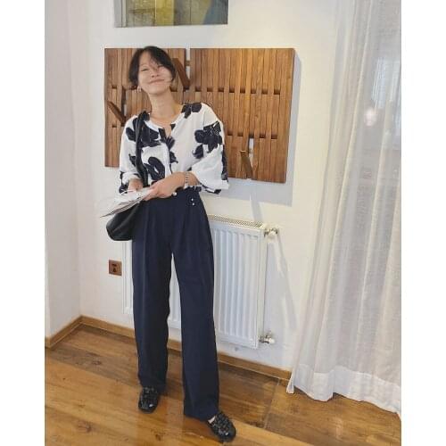 2021 Womens Chiffon Plaid Floral Blouses Shirts Za Woman Tops Tunics Clothing Oversize Petal Sleeve Fashion Vintage Summer Oem