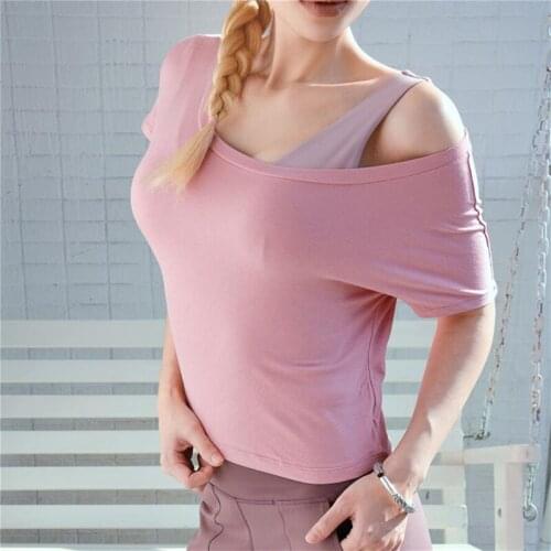 2019 Sexy Womens exercise yoga gym tank top crop sport tshirt fitness ladies fitted shirts loose summer running clothing