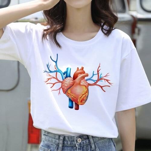 Women summer T-shirts Healthy Heart Leopard Printing Trend Style O-Neck T-Shirt Summer Short Sleeve Casual female T-shirt Tops