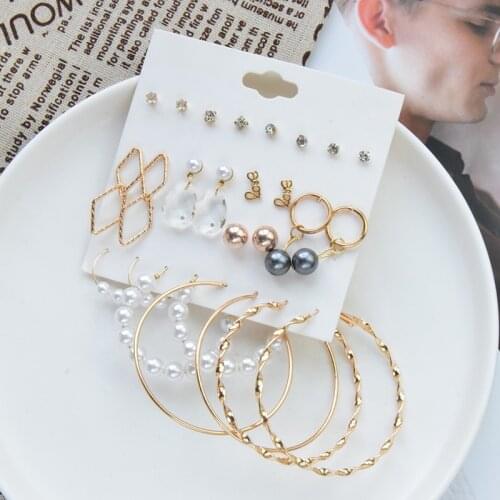 Earrings For Women серьги 2021 тренд pendientes mujer Korean Fashion Earings Pearl Stud Earrings Sets boucle oreille femme