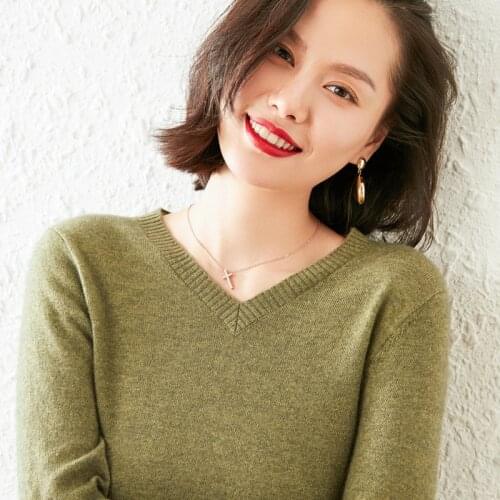 20Colors V-neck Jumpers Woman 100% Cashmere Knitted Sweater and Pullover 2020 Winter Long Sleeve New Soft Warm Standard Clothes