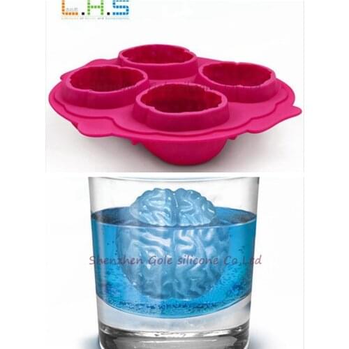 100pcs/lot Durable Silicone Drink Tray Cool Brain Shape Ice Cube Freeze Mold Ice Bar Maker Mould