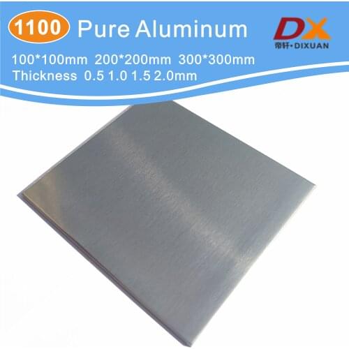 1100 Grade Pure Aluminium Plates 300x300mm 200x200mm 100x100mm Customizable Size Aluminum Sheets 0.5/1.0/1.5/2.0mm Thickness