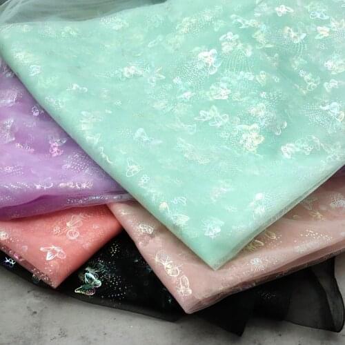 150CMx100CM Butterfly Mesh Fabric DIY Baby Shower Tutu Skirt Bow Poms Organza Gauze Hairbands Clips Wedding Birthday Decor