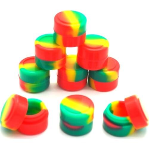 2pcs 2ml Silicone Box Wax Dry Herb Jars Dab Round Shape Silicone Container Dry Herb Oil Wax Vaporizer Silicone Jar