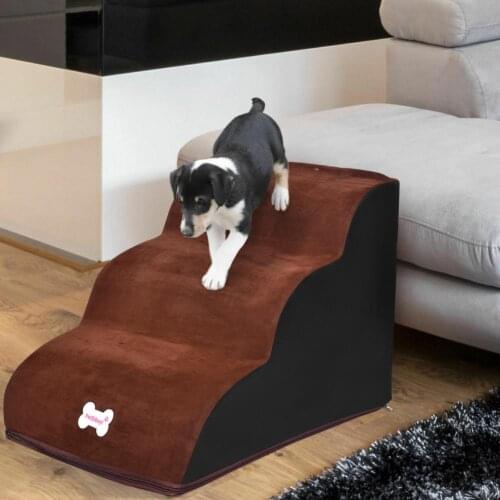 3 Tiers Foam Dog Ramps Steps Non Slip Wide Deep Dog Cat Stairs Super Wide Deep Dog Stairs High Density Foam Pet Stairs