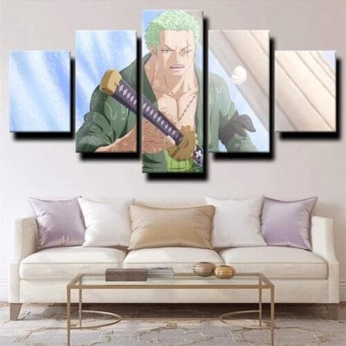 5 Piece Wall Art Canvas Anime Manga Pirate King Figure Pictures And Posters Modern Home Living Room Wall Decoration Paintings