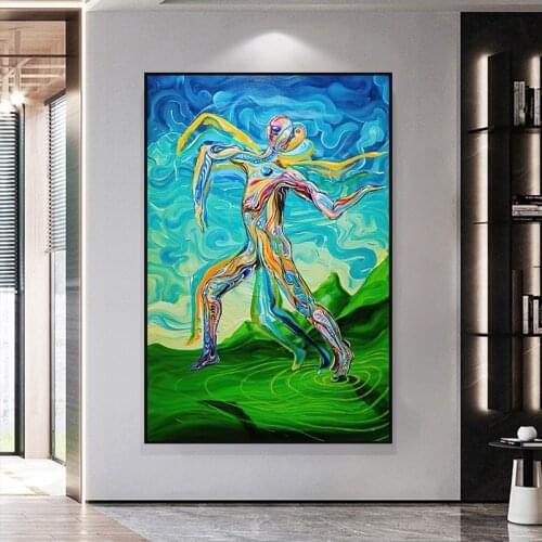 Abstract Lover Dancing Artistic Oil Painting on Canvas Modern Cuadros Poster and Print Wall Art Picture for Living Room Decor