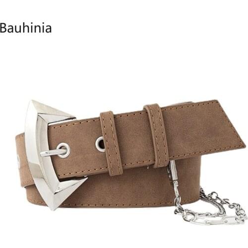 Bauhinia105*4cm Korean Personality Fashion Hollow Ladies Pin Buckle Belt Hip-hop Decoration Chain Wide Belt
