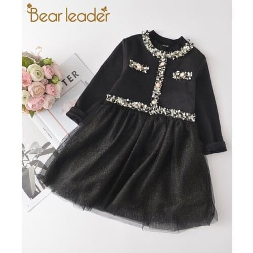 Bear Leader Girls Elegant Party Dress New Fashion Kids Princess Dresses Autumn Mesh Patchwork Costume Toddler Vestidos 3 7 Years