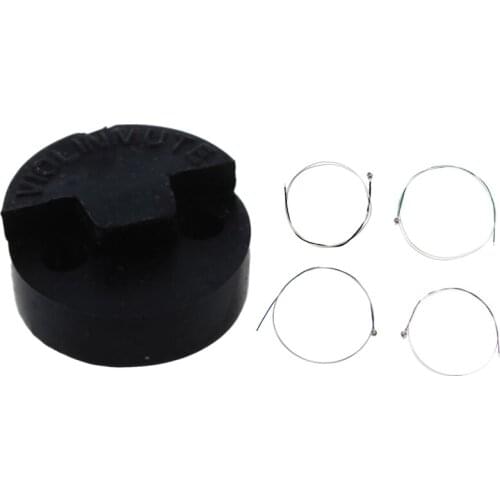 Violin Mute Replacement Double Hole Tourte Black Rubber Sordine with V60 Moderate Violin String