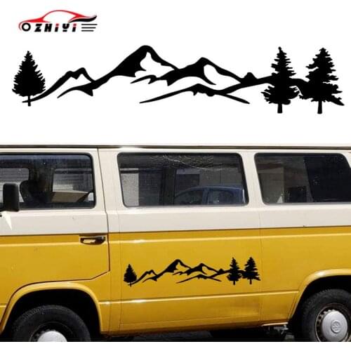 Car Door Side Stickers 100/198cm Mountain Forest Totem for Volkswagen VW Off Road Car Styling Stickers and Decals Accessories