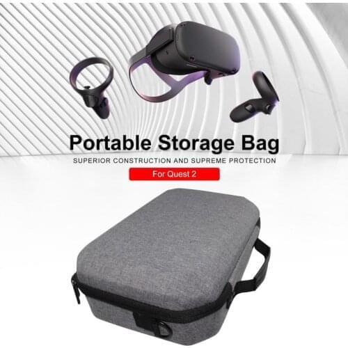 VR Headsets Travel Storage Case for Quest 2 Hard Shell Double Zipper Storage Bag with Shoulder Strap VR Headsets Bag
