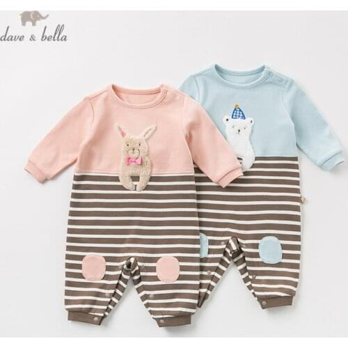 DBW11008 dave bella spring autumn baby boy long sleeve romper infant toddler jumpsuit children boutique new born romper 1 piece