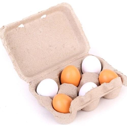 6PCS Wooden Eggs Pretend Play Toys Kitchen Food Cooking Kids Children Baby Lovely Creativity Educational Toy Gift