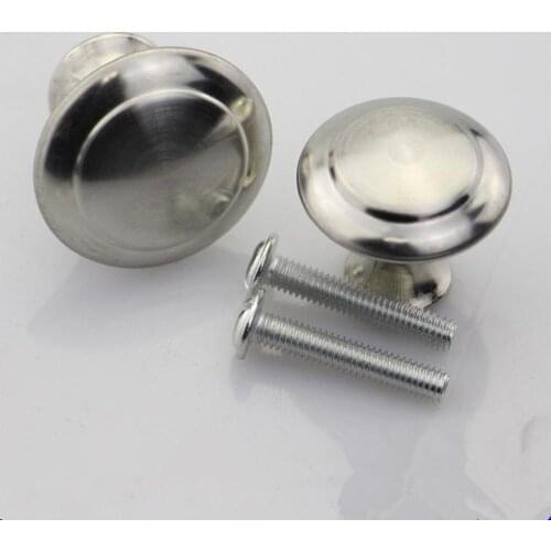 Diameter 24mm 28mm Zinc Satin Nickel Cabinet Pull Cupboard Drawer Handle Knobs Wardrobe Handle With Screw Furniture Hardware