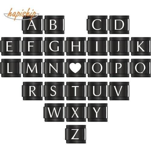 Hapiship 2020 New Original Daisy Black 26 Letters A-Z Italian Charm Fit 9mm Bracelet Stainless Steel Jewelry DIY Making DJ320