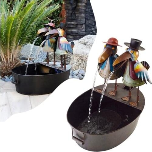 Fountains Yard Art Decor,Owl Water Funny Crow Water Yard Statue Rooster Outdoor Ornaments For Garden Gardening Decorations