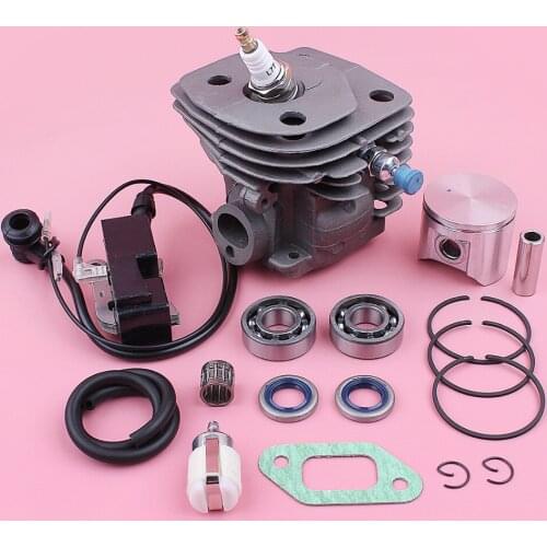 47mm Cylinder Piston Kit For Husqvarna 357 359 Ignition Coil Fuel Filter Line Crank Bearing Oil Seal Chainsaw Replace Part