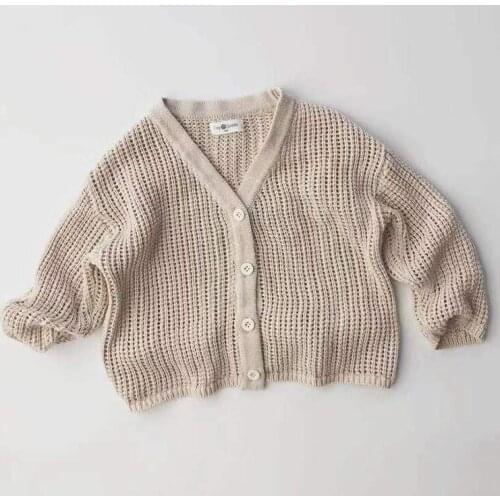 2021 Summer Kids Clothes V-Neck Long Sleeve Sweater Korean Loose Tops for Boys and Girls