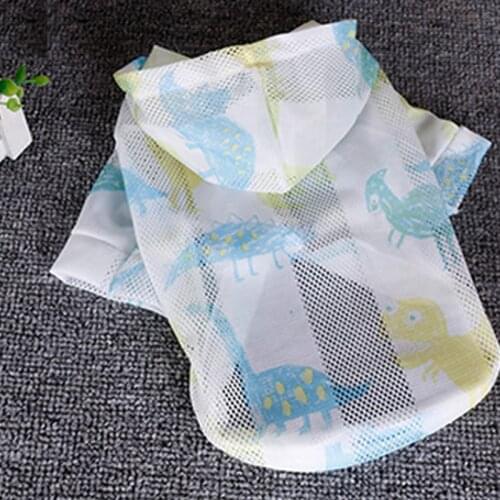 Summer Dog Clothes Pet Sunscreen Shirts Thin Sunproof Smock T Shirts Puppy Cat Cartoon Breathable Hooded Sun Protection Shirt