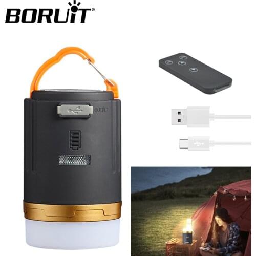 BORUiT Mini Portable Camping Lights Magnetic LED Type-C USB Charger Hiking Lantern 4-Mode 300LM 3W Outdoor Hanging lamp