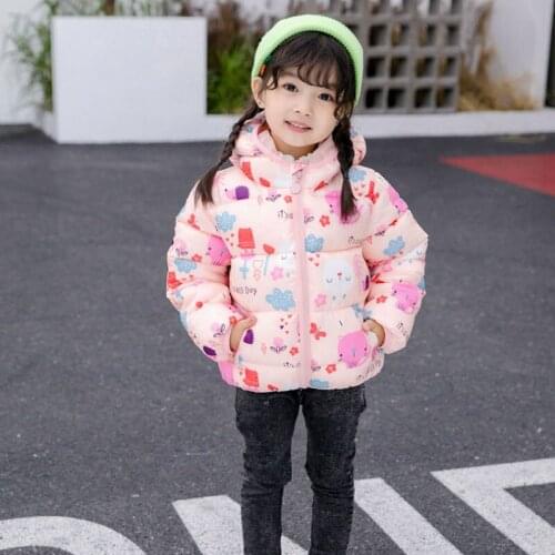 Cartoon Fashion Winter Down Jacket Colorful Animal Coat Childrens Down Jacket Baby Printing Clothing Lightweight Warm Coat