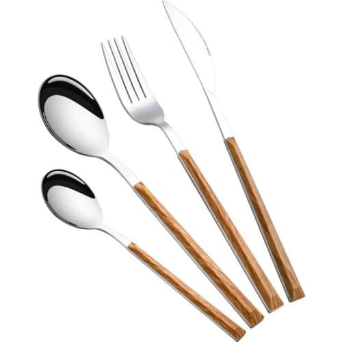 4 Pcs Stainless Steel Flatware Utensil Set Including Fork Spoons Knife Tableware Serving Set for Home Hotel Restaurant