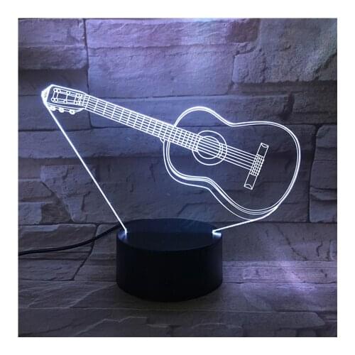 Novelty Night Light Cute Guitar 3D Led Table Lamp Kids Room Decoration USB Power RGB Colors Nightlights Gifts Bluetooth Base