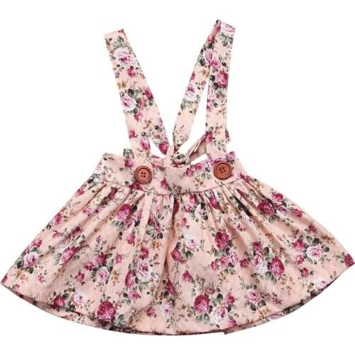 2019 New Girls Dresses Summer Fashion Toddler Kids Baby Girls Floral Printing Sleeveless Clothes Party Bib Strap Tutu Dress 0-4Y