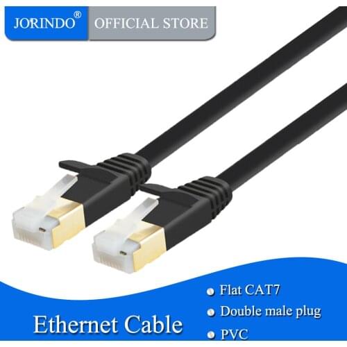 Cat7 Flat Ethernet Cable, JORINDO SSTP Shielded Gold Plated Ethernet Network Patch Cable cat 7/Category 7, High Speed 10 Gigabit
