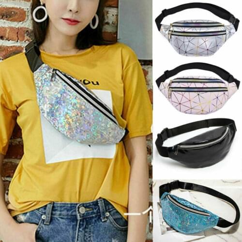 Women Waist Bag Fanny Pack Running Zip Belt Clutch Purse Money Pouch Holiday Bag Small Purse Black Gold Pink Purple Silver