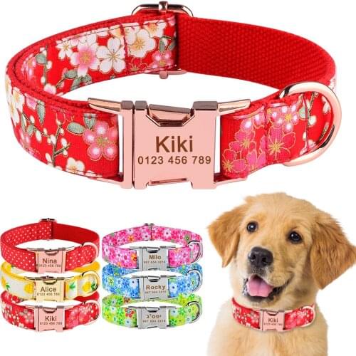 Regulable Nylon Dog Collar ID Tag Small Large Unisex Cat Pet Dog Collar Adjustable Fancy Colorfast Custom Engraved Dog Collar