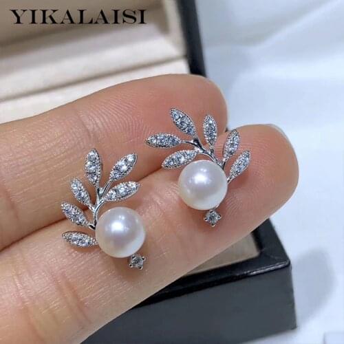 YIKALAISI 925 Sterling Silver Jewelry Pearl Earrings 2019 Fine Natural Pearl jewelry 6-7mm stud Earrings For Women wholesale