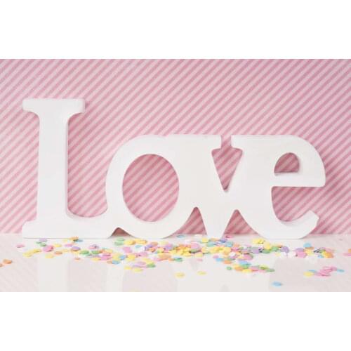 VinylBDS Cute Candy Love Valentines Day Backdrop Pink and White Squares Wall Photo Backdrops for Photography Wedding