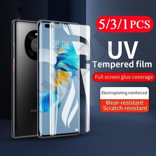 5/3/1Pcs UV tempered glass for Huawei P30 P40 nova 7 8 mate 20 30 30E 40 RS pro plus 40E screen protector phone protective film