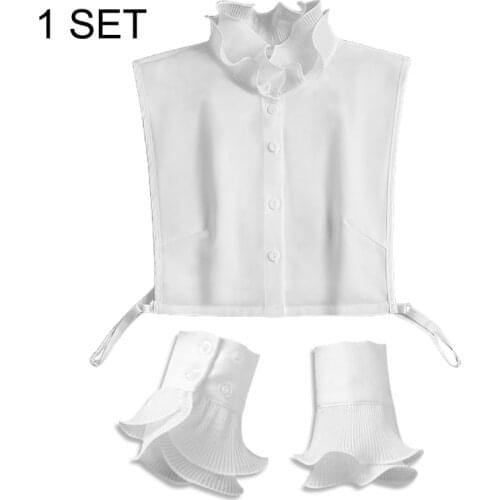 Ladies Women Sweet Layer Agaric Ruffles Stand False Fake Collar Button Down Half-Shirt False Blouse Neckwear Clothing Accessorie