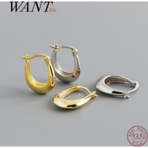 WANTME Genuine 925 Sterling Silver Punk Rock Minimalist Unique Earrings for Women Men Charming Party Jewelry Accessories Gift