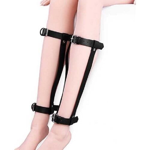 Women punk legring handmade leather adjustable leg ring metal buckle double rows leather sexy garters harajuku metal stud
