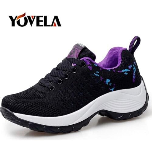 2019Women Sneakers Fashion High Quality Breathable Mesh Lace-Up Casual Shoes Woman Flats Shoes Female Comfortable Creepers Shoes