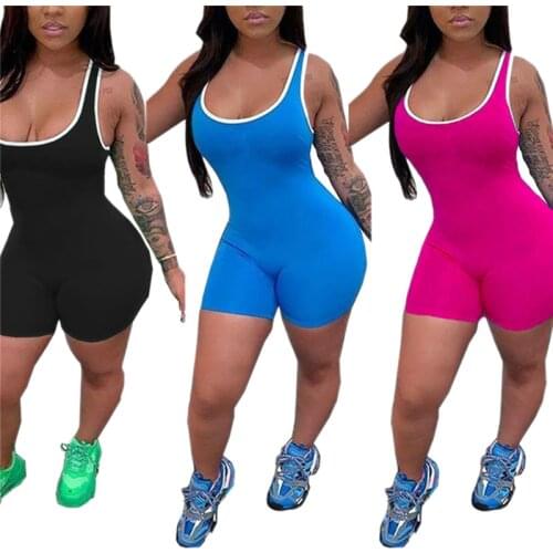 Women Sexy Romper Short Jumpsuit One-piece Sleeveless Bodycon Bodysuit Pajama Fitness Workout Gym Club Clothes Playsuit S-XL