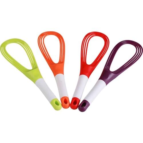 1Pcs Multifunction Rotatable Balloon And Flat Whisk Egg Beater Plastic Hand Knead Dough Blender Egg Mixer Tools Elegantly