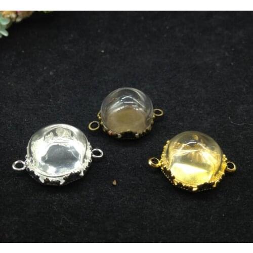 100ets/lot15mm half Glass globe orbs with jewelry findings diy glass vial pendant glass bottle dome cover necklace jewelry charm