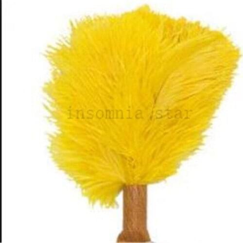 100pcs small pole 100% natural Ostrich Feather 15-75CM/6-30Inch dyed yellow for party mask headdress clothing accessories